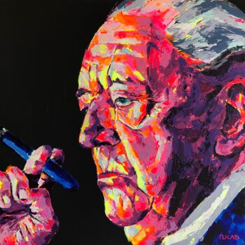 Painting titled "Ludwig Mies van der…" by Carlo Bzdok, Original Artwork, Acrylic Mounted on Wood Stretcher frame