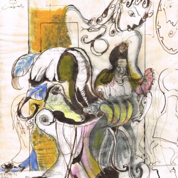 Dibujo titulada "St. Pauli Milieu 1" por Carlo Cazals, Obra de arte original, Acuarela