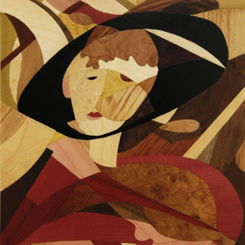 「Donna con cappello」というタイトルのアートクラフト Carlo Cicconeによって, オリジナルのアートワーク