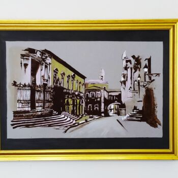 Painting titled "Catania, piazza Duo…" by Carlo Spampinato, Original Artwork, Oil