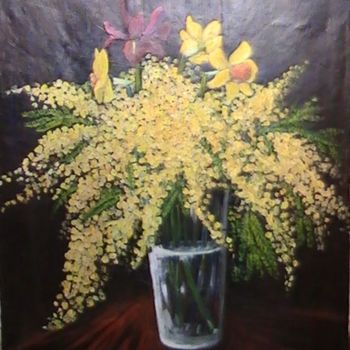 Painting titled "mimosa con giunchig…" by Carlo Emidi, Original Artwork