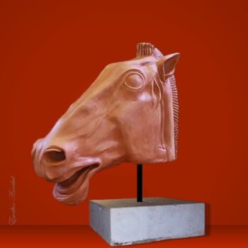 Skulptur mit dem Titel "Cabeza de caballo A…" von Carlos Arrabal, Original-Kunstwerk, Terra cotta