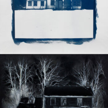 Tekening getiteld "Abandoned house XVI" door Carlos Asensio, Origineel Kunstwerk, Pastel Gemonteerd op Houten paneel