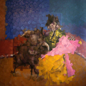 Картина под названием "Corrida" - Carlos Blanco Artero, Подлинное произведение искусства, Масло