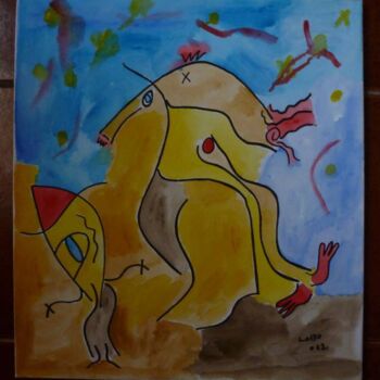 Pittura intitolato "cavalo marinho" da Carlos Duarte, Opera d'arte originale, Tempera