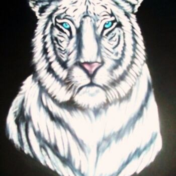 Pittura intitolato "tigre branco" da Carlos Eduardo Maciel Silva, Opera d'arte originale