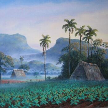 Pintura intitulada "Vega de tabaco" por Carlos Losada, Obras de arte originais