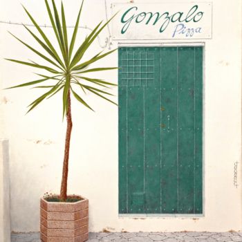 Painting titled "Ibiza green door" by Carlos María Ferreira Soto, Original Artwork, Oil