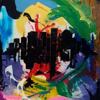 Pintura titulada "Cidade abstrato" por Carlos Marley Carlos Deuzilayne, Obra de arte original