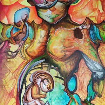 Pittura intitolato "The gestation of an…" da Carlos Paredes Colin, Opera d'arte originale, Acrilico