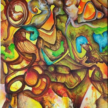 Painting titled "The gestation of an…" by Carlos Paredes Colin, Original Artwork, Acrylic
