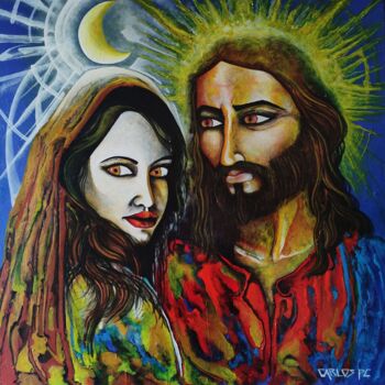 Malarstwo zatytułowany „Sacred Marriage” autorstwa Carlos Paredes Colin, Oryginalna praca, Akryl