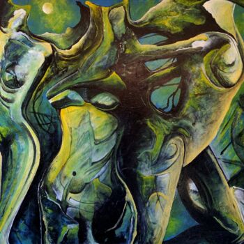 Schilderij getiteld "Divines Creatures" door Carlos Paredes Colin, Origineel Kunstwerk, Acryl