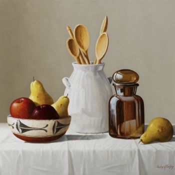 Digital Arts titled "Fruits and Spoons" by Carlos Reales, Original Artwork, Digital Painting