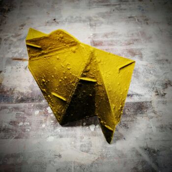 Escultura intitulada "Yellow flight" por Carlos Sánchez Maydana, Obras de arte originais, Madeira