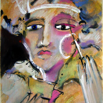 Desenho intitulada "Maquillage" por Carlos Yasoshima, Obras de arte originais, Pastel