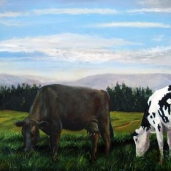 Malarstwo zatytułowany „Holstein y Jersey” autorstwa Carlos Alberto Agudelo Henao, Oryginalna praca