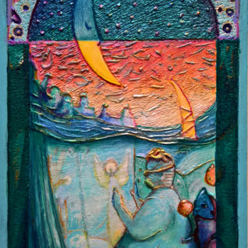 Malerei mit dem Titel "UNDER WATER FAIRY T…" von Carlo Salomoni, Original-Kunstwerk, Acryl Auf Holzplatte montiert