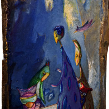 Peinture intitulée "THE FIND IN THE WOOD" par Carlo Salomoni, Œuvre d'art originale, Acrylique Monté sur Autre panneau rigide