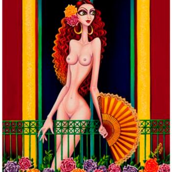 绘画 标题为“Maria en el balcón” 由Carlos Andino, 原创艺术品, 油