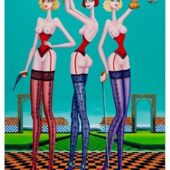 Pintura titulada "Las Tres Mentiras" por Carlos Andino, Obra de arte original, Oleo