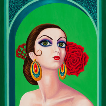 Pintura titulada "Carmen de España" por Carlos Andino, Obra de arte original, Oleo