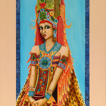 Σχέδιο με τίτλο "Honduras Maya" από Carlos Andino, Αυθεντικά έργα τέχνης, Άλλος
