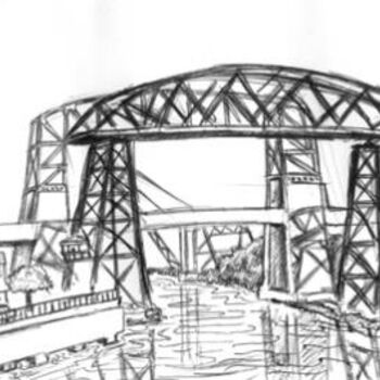 Disegno intitolato "puente de la boca" da Carlos Ardohain, Opera d'arte originale