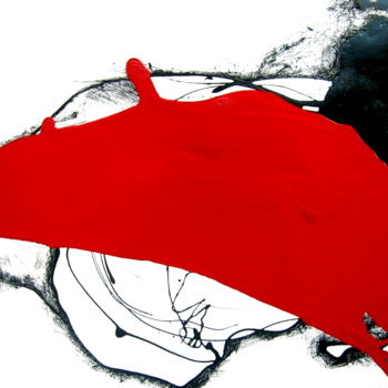 Painting titled "Red drawing" by Carlos Ganhão Calado, Original Artwork, Ink