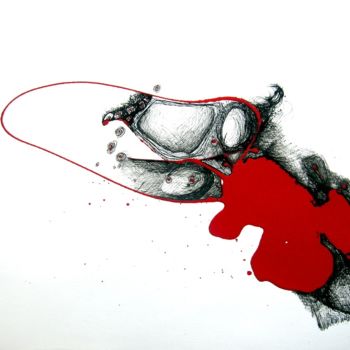 Pintura titulada "Red drawing" por Carlos Ganhão Calado, Obra de arte original, Tinta