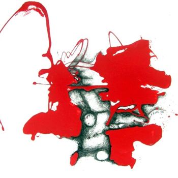 Peinture intitulée "Red drawing" par Carlos Ganhão Calado, Œuvre d'art originale, Encre