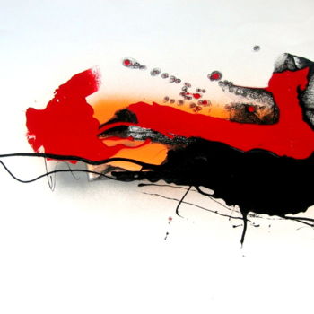 Pittura intitolato "Red drawing" da Carlos Ganhão Calado, Opera d'arte originale, Inchiostro