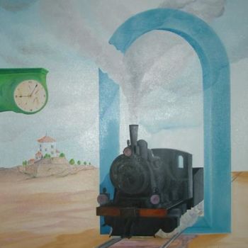 Painting titled "GARE" by Carlos Godinho, Original Artwork