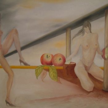 Malerei mit dem Titel "A Fruta/The Fruit" von Carlos Godinho, Original-Kunstwerk, Öl