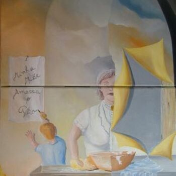 Pintura titulada "MInha Mãe Amassa o…" por Carlos Godinho, Obra de arte original, Oleo