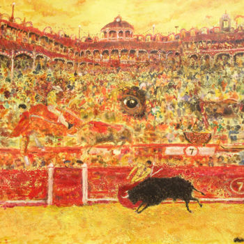 Ζωγραφική με τίτλο "Fiesta, bullfighting" από Carlos Pardo, Αυθεντικά έργα τέχνης, Λάδι