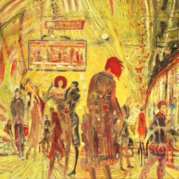 Painting titled "Subway II. Metro II" by Carlos Pardo, Original Artwork, Oil