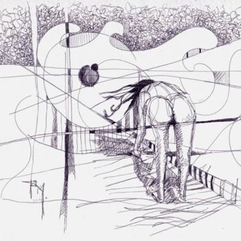 Dibujo titulada ""La posición"" por Carlos Pulido, Obra de arte original