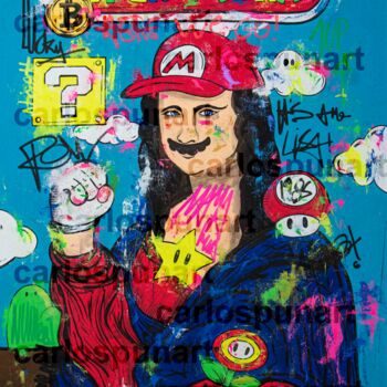 Pintura titulada "Super Mona Lisa Bros" por Carlos Pun, Obra de arte original, Acrílico Montado en Bastidor de camilla de ma…