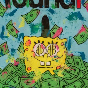 Malerei mit dem Titel "Hustler Sponge Bob…" von Carlos Pun, Original-Kunstwerk, Acryl