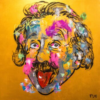 Painting titled "Albert Einstein Por…" by Carlos Pun, Original Artwork, Acrylic