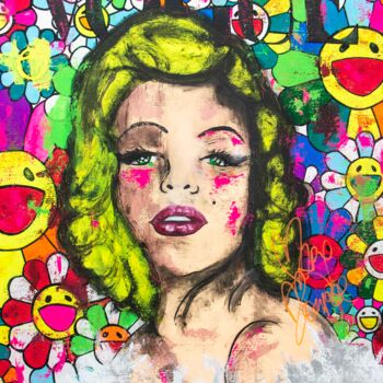 Schilderij getiteld "Marilyn Monroe Vogu…" door Carlos Pun, Origineel Kunstwerk, Acryl Gemonteerd op Frame voor houten branc…