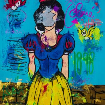 Painting titled "Snow White and the…" by Carlos Pun, Original Artwork, Acrylic Mounted on Wood Stretcher frame