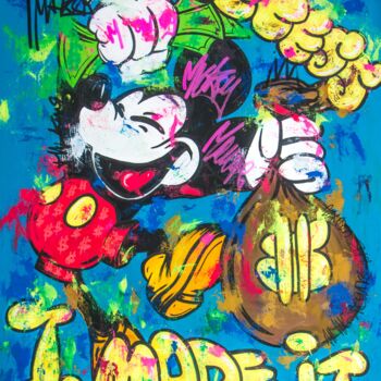 Painting titled "Mickey Mouse in I M…" by Carlos Pun, Original Artwork, Acrylic Mounted on Wood Stretcher frame