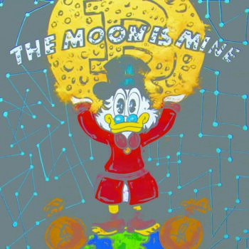 Painting titled "Scrooge McDuck in t…" by Carlos Pun, Original Artwork, Acrylic Mounted on Wood Stretcher frame