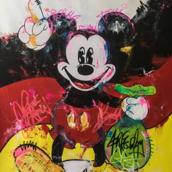 Peinture intitulée "Mickey Mouse Flag S…" par Carlos Pun, Œuvre d'art originale, Acrylique Monté sur Châssis en bois