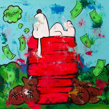 Schilderij getiteld "Snoopy Money Tree" door Carlos Pun, Origineel Kunstwerk, Acryl