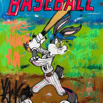 Painting titled "Baseball Bugs Bunny…" by Carlos Pun, Original Artwork, Acrylic