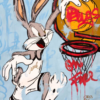 Pittura intitolato "Bugs Bunny on fire…" da Carlos Pun, Opera d'arte originale, Acrilico