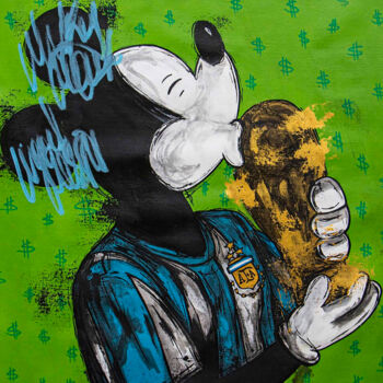 Painting titled "Mickey Messi the Ch…" by Carlos Pun, Original Artwork, Acrylic